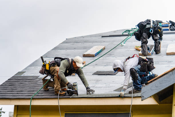 Professional Gutter Installation technician working in Rockland, MA
